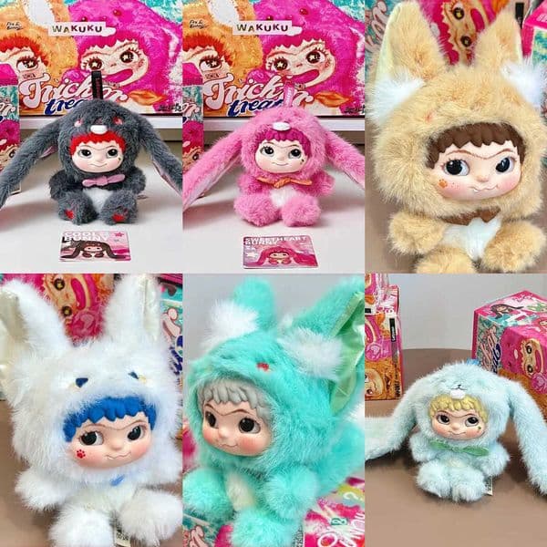 Wakuku V2 Trick Or Treat Series Vinyl Face Fox Rabbit Doll Plush Blind Box Trendy Toy Desktop Decor Bag Charm Gift Collectible L260508G63S Y260516 Y260530