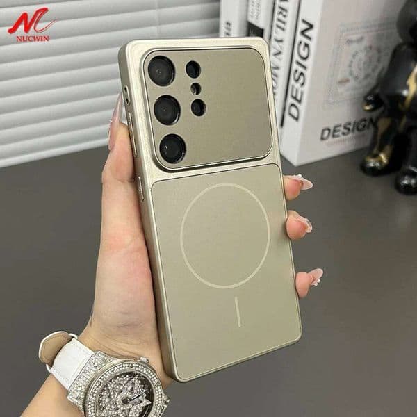 Luxury Large Window Case For Samsung Galaxy S26 S24 S23 Ultra S25 Plus Magnetic Wireless Charging Armor Hard Cover Fundas