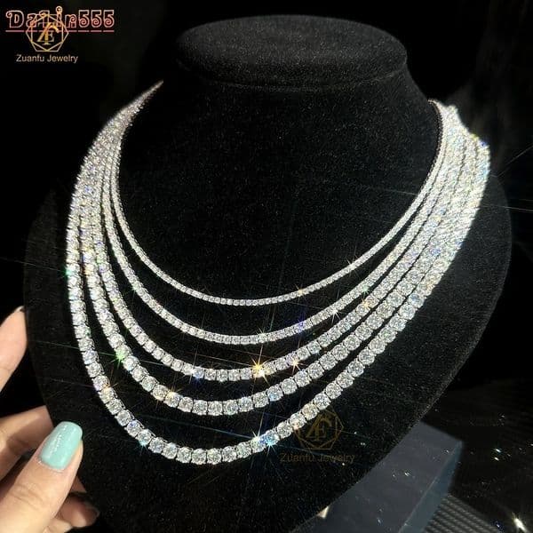 Factory Lab Grown Diamond Tennis Chain Necklace Bracelet Certified Vvs Iced Out 925 Sterling Silver Diamond Chain