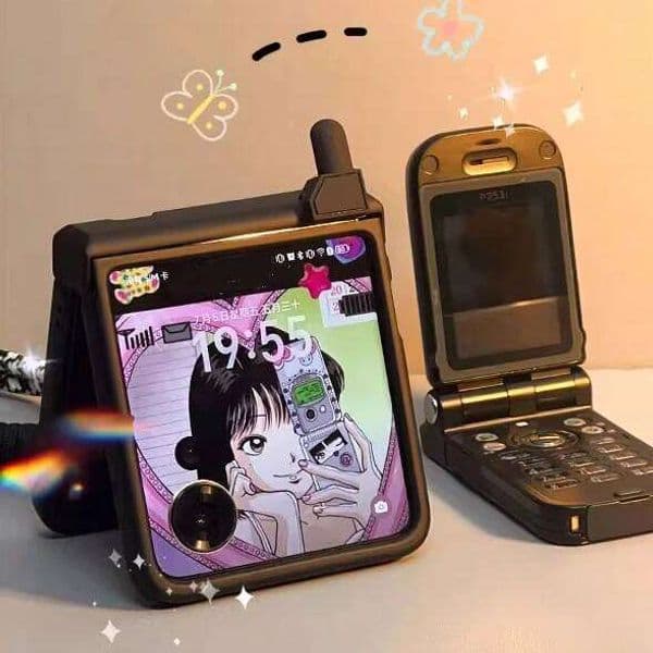 Korean Cute Mobile Phone Model Case Samsung Galaxy Z 7 Flip 6/5 Lovely Girl Cover For Motorola 60 Razr 50 40 Ultra