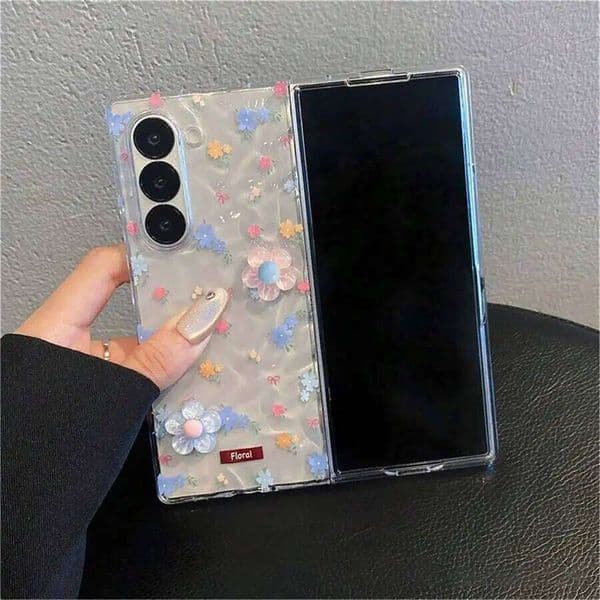 Cute Fresh Summer Floral Flower Wrinkle Transparent Phone Case Compatible With Samsung W260601