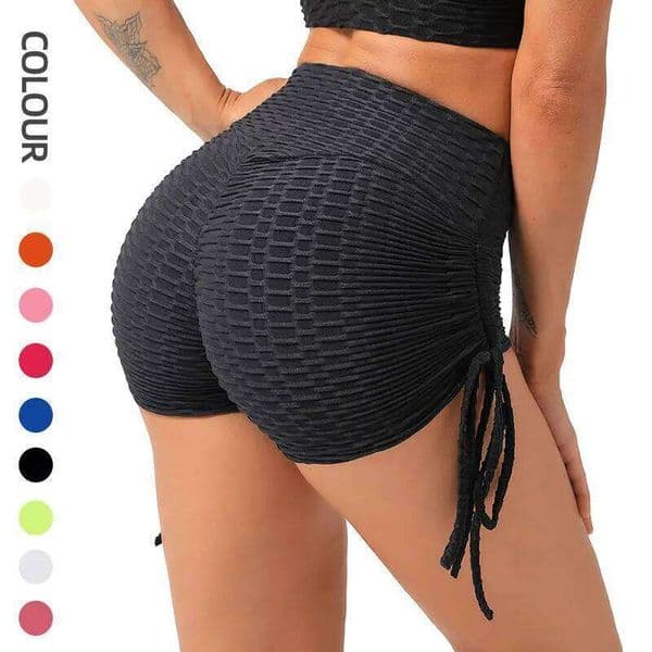 Push Up Sport Women Cycling Biker High Waist Drawstring Sports Breathable Fitness Gym Training Yoga Shorts