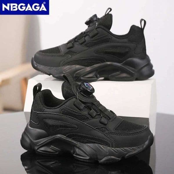 Children's Fashion Sports Breathable Student Black School Walking Shoes Anti-skid Boys& Girls Casual Running Sneaker W260601