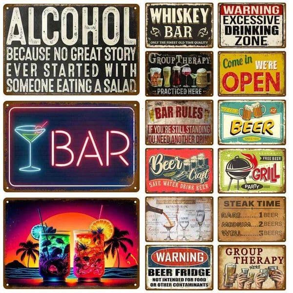 Metal Whiskey Wine Alcohol Brand Tin Sign Cocktail Poster For Bar Pub Club Man Cave Vintage Drink Beer Wall Decor Art Plate 26L0601
