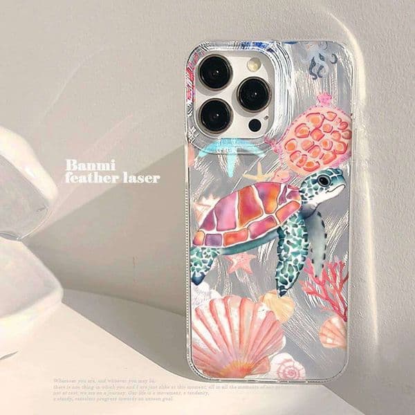 Sea turtle coral shell Summer Phone Case For iPhone 15 16 14 13 12 11 17 Pro Max 8 Plus 17E X XR 16E Soft TPU Cover