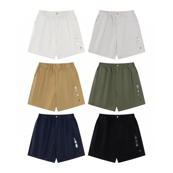 Designer Pony Embroidery Shorts Men Women Unisex Summer Casual Elastic Waist Cotton Loose Fit Knee Length Shorts 6 Colors S-XL