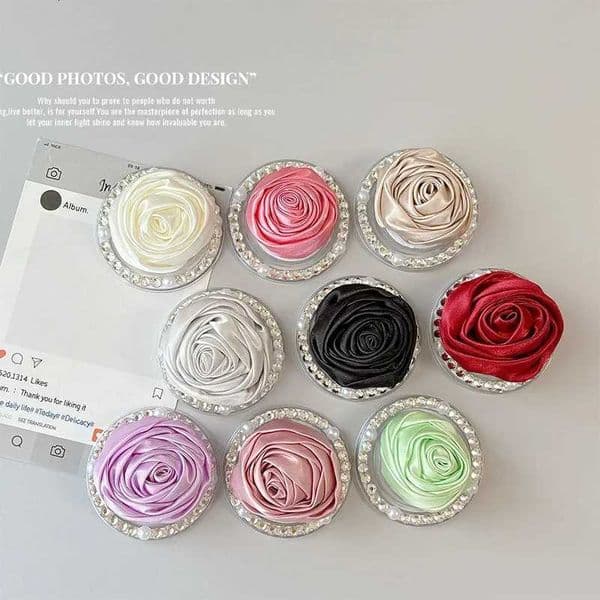 Magnetic Rhinestone Border Holder Fabric Rose Phone Stand Universal Griptok Grip Tok For iPhone For Lazy BracketJ260601