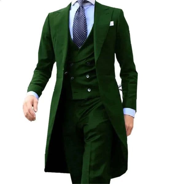Royal Blue Long Tail Coat 3 Piece Gentleman Man Suit Smoking Da Sposo Moda Maschile Per Giacca Da Ballo Da Sposa Gilet Con 240816 B01
