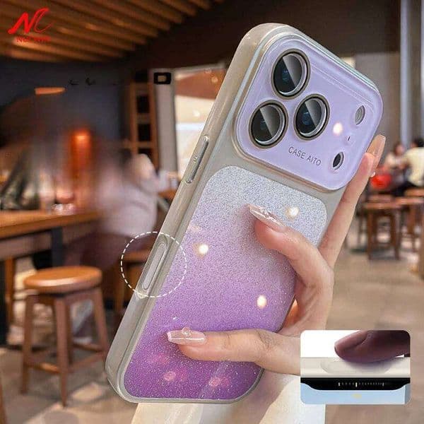 Luxury Gradient Glitter Lens Protect Case For iPhone 17 16 15 14 Pro Max 13 17Pro Camera Control Button Shockproof Cover