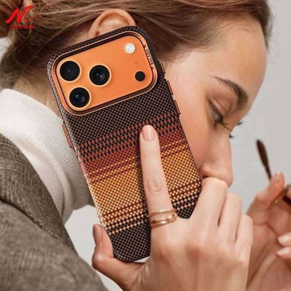 Business Carbon Fiber Inside Magsafe Case 17 17Pro Metal Lens Protect Armor Cover for iPhone 16 Pro Max