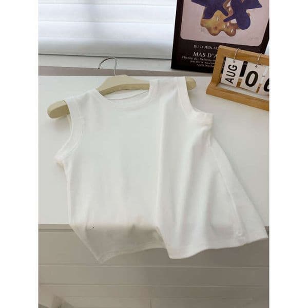 Cross-Border American-Style Minimalist Solid Color Tank Top For Women, Summer Korean Version, Versatile Slim-Fit Outerwear Sports Top f4d