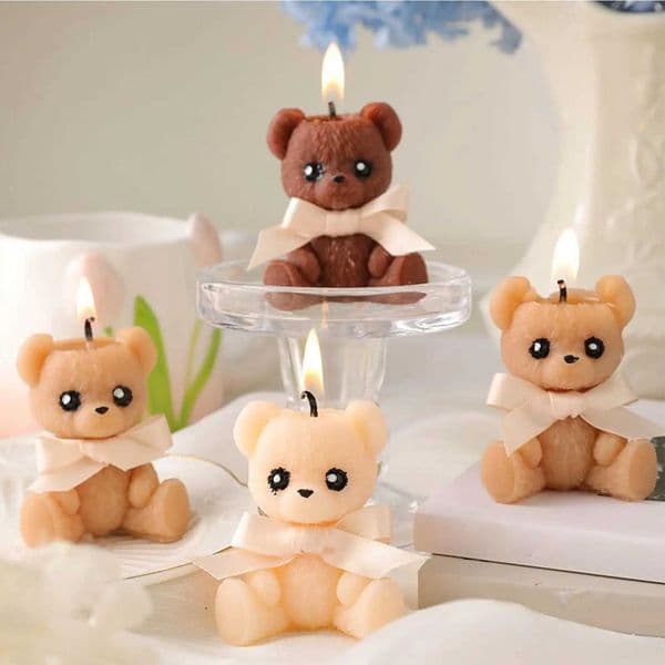 Bear Shaped Candle Scented Aesthetic Cute Decorative Soy Wax Candle for Memorial Desk Decor Living Room Party Favors Gift C260530
