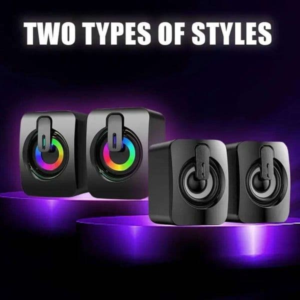2.0 Channel RGB LED Desktop Speakers Stereo Gaming Sound Box with Colorful Lighting USB Wired 3.5mm Aux for PC Laptop Computer