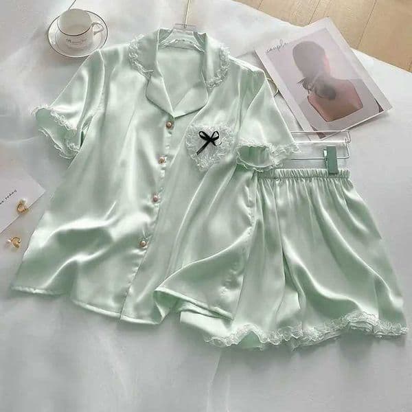 New Cardigan Lapel Lace Edge Ladies Pajamas Sexy Nightwear Women Sweet Korean Pink Short-Sleeved Shorts Sleepwear Homewear Set L260525