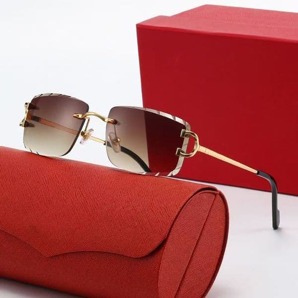 Designer Sunglasses For Women Vintage Man Buffalo Horn Glasses Fashion Gold Silver Metal Legs Rimless Sunglass Men Travel Tour Eyeglasses Lunettes Gafas