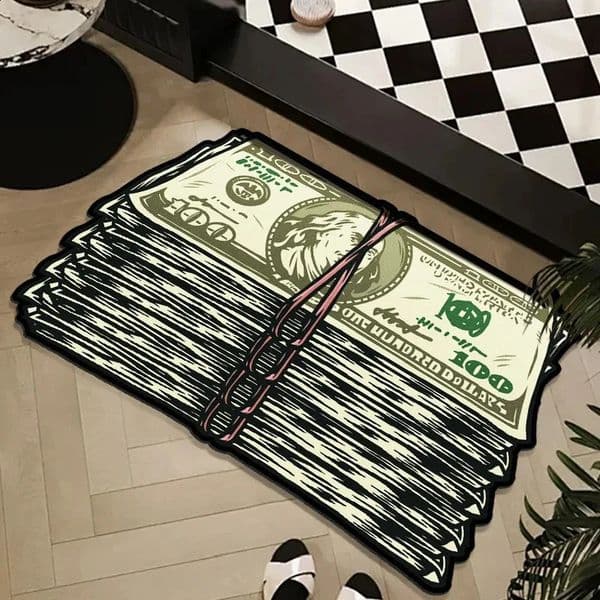 VIKAMA Fashion Print Dollar Mat Insulating Warm NonSlip Entrance Hallway Doormat Bathroom Toilet Rug Home Decor 260601