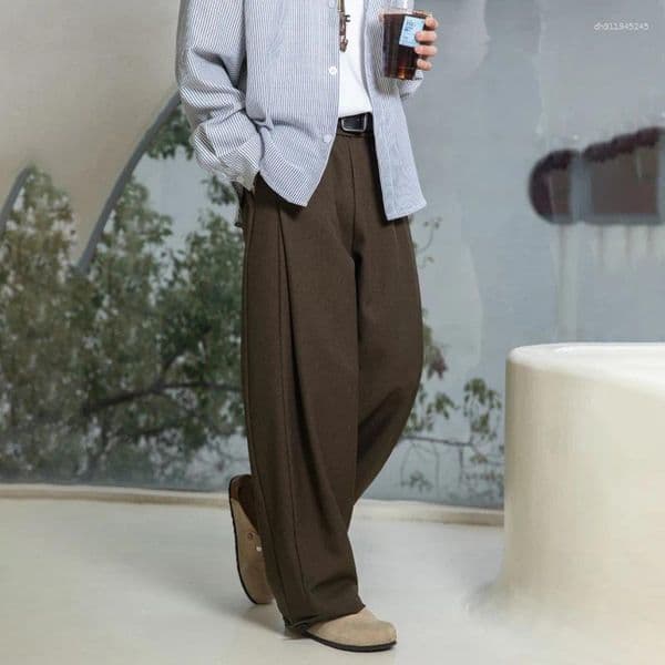 Men's Pants TFETTERS Men Adjustable Hem Pleated Casual Loose Fit Japanese Retro Streetwear Draped Trousers Spring Summer Elastic Waist