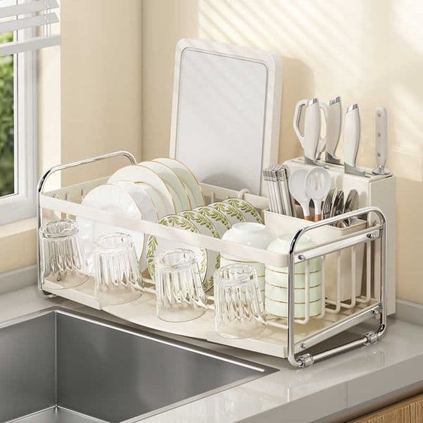 Dish Kitchen Countertop Rack Multi-Functional Household Draining Storage Rack Knife Holder Chopstick Holder ShelfL260601