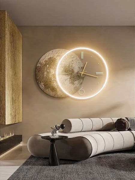 2026 perfume Home Large Restaurant Decoration Luxury Moon LED With Silent Clock cologne Light Living Room Wall Hanging Painting Bedroom Gifts Free Shipping 33