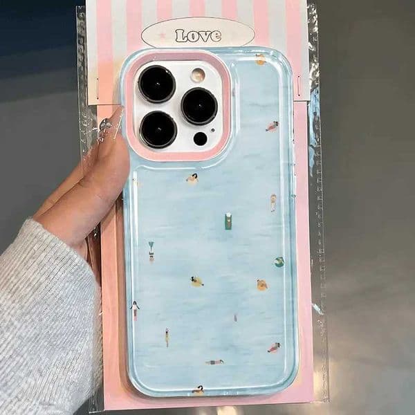 Crowd Summer Swimming Phone Case For iPhone 17 16 15 11 12 14 13 Pro Max Mini XS XR 7 Plus 16E Air Shockproof Soft Cover Fundas Z260601