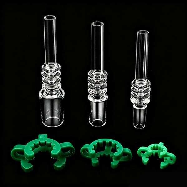 10mm 14mm 18mm Male Quartz Tips With Plastic Keck Clip Quartz Nail Tip For Nector Collector NC Kits