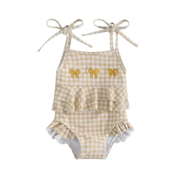 0-3Years Baby Girl Swimsuit Summer Cute Sleeveless Square Neck Slips Rompers Bathing Suit Toddlers Beachwears SwimwearT260601