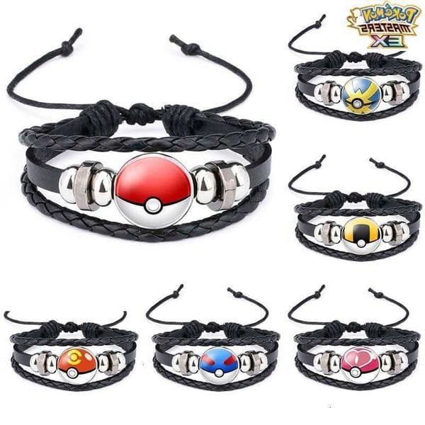 Mobile game merchandise Go Pokeball time-themed leather DIY bracelet L260601I3M4