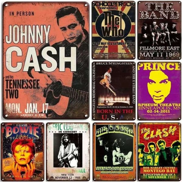 202 Vintage Rock Band Metal Tin Signs Retro Music Posters For Man Cave Home cologne Cafe Garden Club Bar Wall Decor Iron perfume Plaque Art Free Shipping 1 0