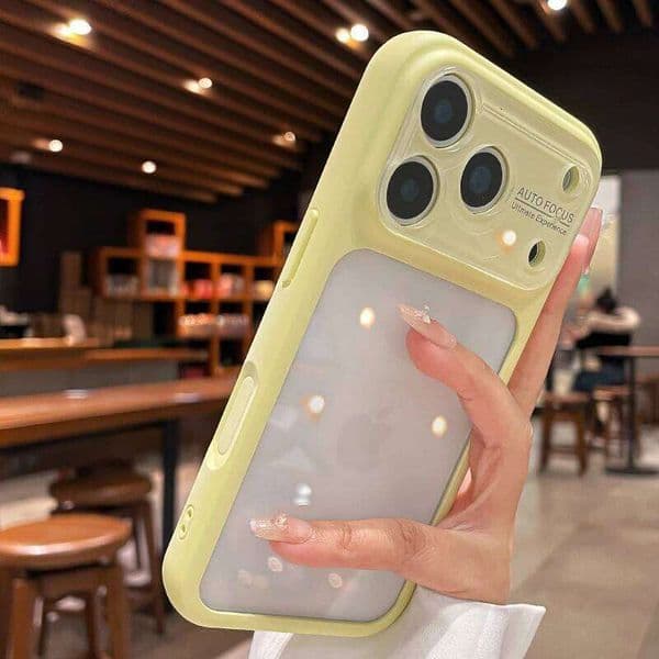 Luxury Large Window Transparent Clear Back Case For iPhone 17 16 15 Pro Max 17Pro Shockproof Candy Color Camera Protection Cover