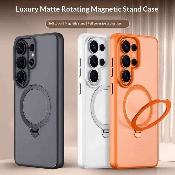 Business Matte Translucent Case for Samsung Galaxy Ultra S26 Plus Frosted Magnetic Bracket Stand Holder Cover