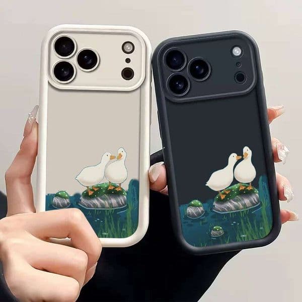 Modern Duck Line Art Case For iPhone 17 Air 16 E 15 14 13 12 11 Pro Max 8 Plus X Rough Matte Shockproof Protective Shell Cover