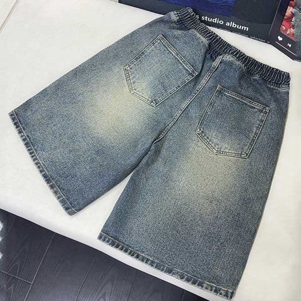 Vintage Summer KSTUN 2026 Blue Denim Shorts Men Elastic Waist Drawstring Loose Fit Jorts Casual Streetwear Wide Leg Jean ShortsZ260601
