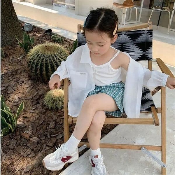 Girls Shirt and Sun-Proof Clothing Summer Korean Style Western Style Childrens Thin Coat Thin Long Sleeve Shirt 260529