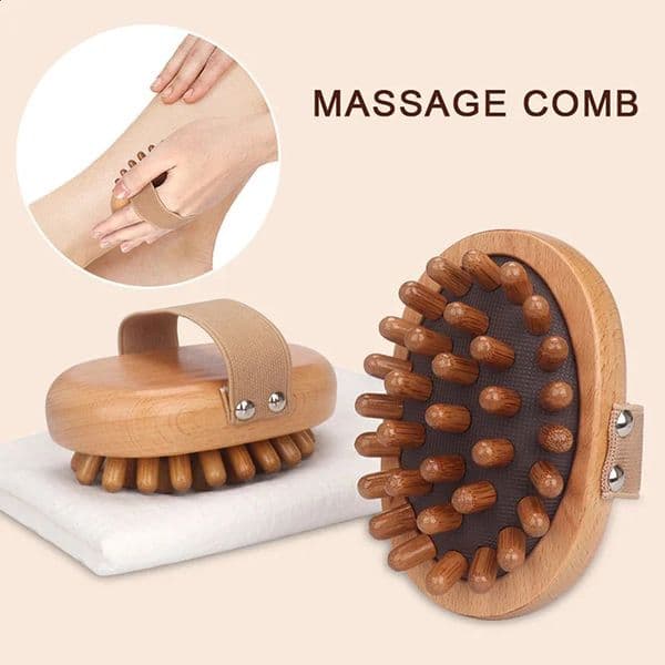 Body Cellulite Brush Soothing Wooden Essential Oil Spa Air Cushion Massage Hair Comb Scalp Massager 260601