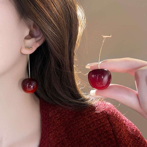 Designer Jewelry Luxury Jewelry Red Large Cherry Earrings For Women, 2026 New Popular Model, Light Luxury, Elegant, High-End Feel, Fashionable And Versatile Ear A