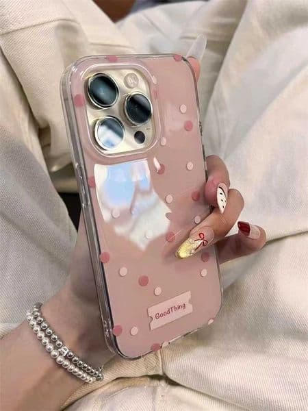 Pink Sweet Ins Polka Dot Phone Case For iPhone 17 Air 16 15 14 Plus 13 12 11 Pro XR XS X 7 8 Max Luxuy Y2K Shockproof Cover Z260601