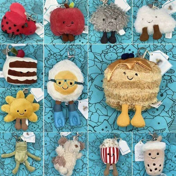 Keychains, Popcorn Toys, Watermelon Avocado Charms, Cherry Plush JC Bag Charms 26L0601