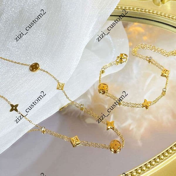 Titanium 18K gold Clover women designer necklace flower hollow out bracelet Set high end Gold Pendant chain charm Stainless Steel Luxury jewelry gift