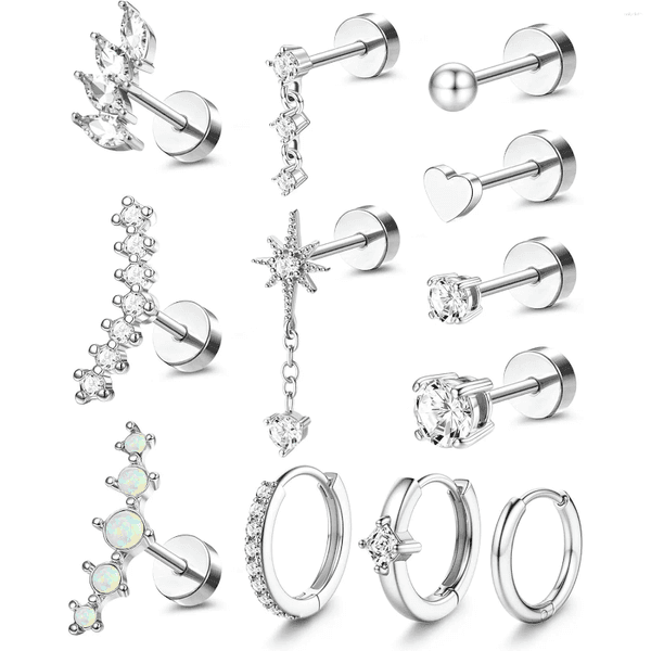 Stud Earrings Florideco 1Pc Helix Piercing Jewelry Flat Back Cartilage Hoop For Women Hypoallergenic Steel
