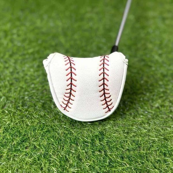 1pc Golf push rod magnetic closure, white with red stitching design, accessories, golf club head cover 26L0601