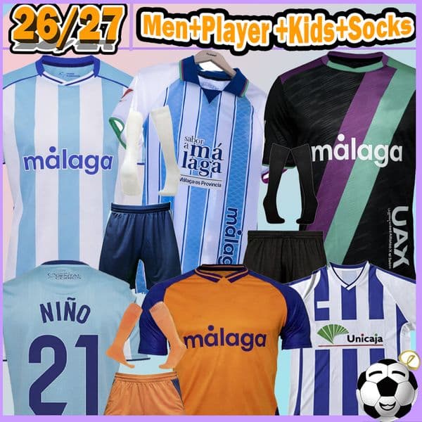 25/26/27 RAFA R. Soccer Jerseys JOAQUIN CHUPE Malaga JAUREGI LOBETE DANI LORENZO MUNOZ OCHOA DARKO IZAN M. AARON HAITAM OCHOA Men Kids Kits Socks Sets Football Shirts