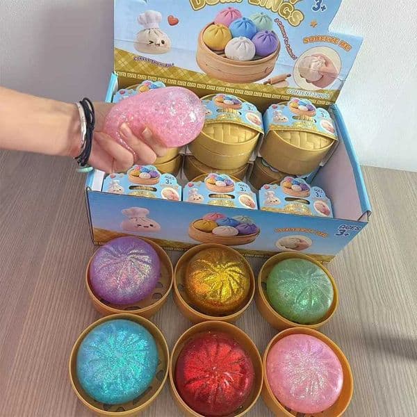 Glitter Dumpling New Dumpling Glitter Squishy with Box Dumplings Sensory Squeeze Toy for Stress Relief Z260601