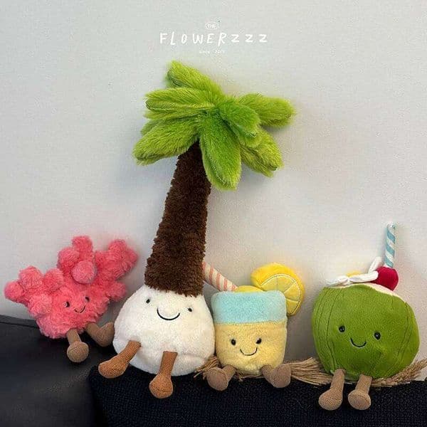 Lemonade Coconut Plushies Very Soft Palm Tree Red Coral Plush Toy Cartoon Doll Home Decor Xmas Gifts Girl 26L0601