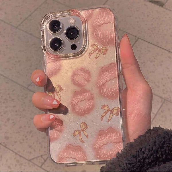 Cute Bow INS Glitter Sequins Phone Case For iPhone Max 16 14 15 17 13 12 11 Pro Plus 17E 16E XR XS Clear TPU Soft cover