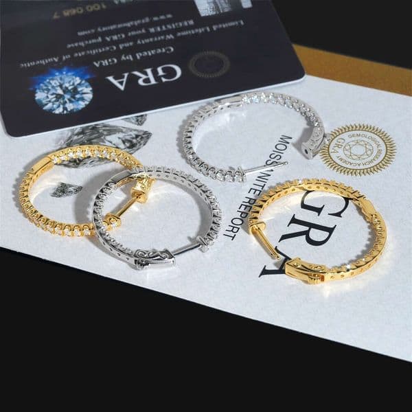 Newly designed large women's earrings 34*33mm, high-end luxury jewelry, S925 silver inlaid with moissanite