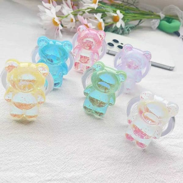 Colorf Laser Korean Little Bear Magnetic Phone Stand Holder for Iphone Griptok Grip Tok Folding BracketJ260601