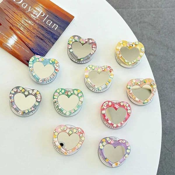 Portable Korean -shaped Touch-up Mirror Desktop Phone Stand Telescopic Ring Holder Griptok Grip Tok BracketJ260601