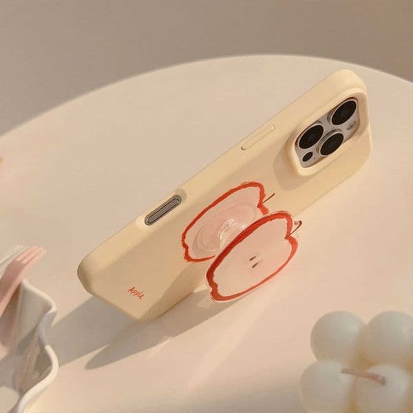 Korean Red Graffiti With Holder Lanyard Phone Case for iPhone 17 16 15 14 13 12 Pro Max Soft Silicone Shockproof Cover Z260601