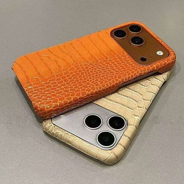 Luxury Glossy Crocodile Leather Texture Phone Case For iPhone 17 Air 16 15 14 Plus 13 11 12 Pro Max Frameless Shockproof Cover 26Y0601