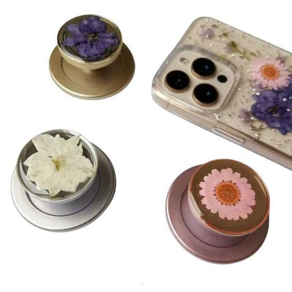 Electroplating Flower Resin Magnetic Suction Stretchable Color Phone Stand Desktop for Iphone 17 Grip Tok Bracket HolderJ260601